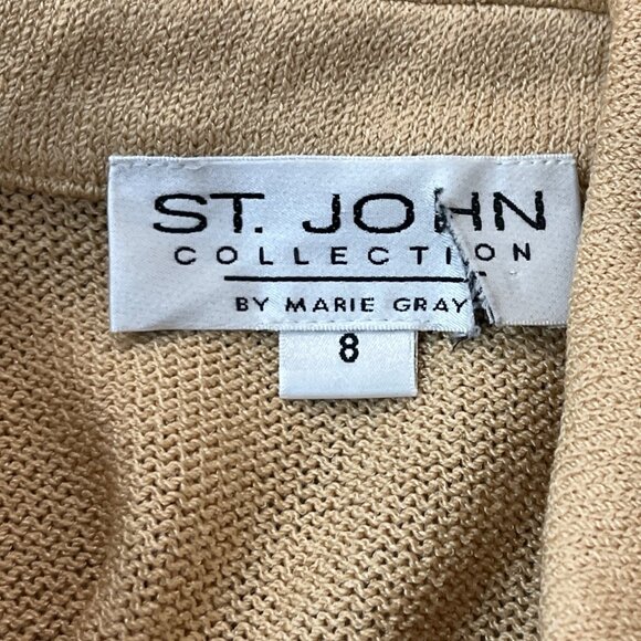 St. John Collection Knitted Beige Button-Up Womens Blazer Jacket Beige Sz 8 - Picture 5 of 6